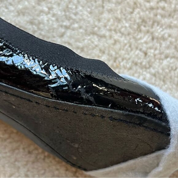 Tory Burch Caroline black patent gold naplak elastic ballet flat - Picture 14 of 15